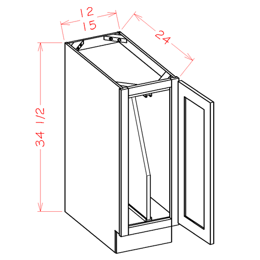 Shaker Dove Full Height Door Tray Divider Base Cabinet Kit - 12"W x 34-1/2"H x 24"D -1D-1TD