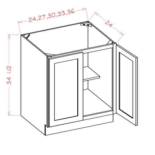 Torrance White Full Height Door Base Cabinet - 27"W x 34-1/2"H x 24"D -2D