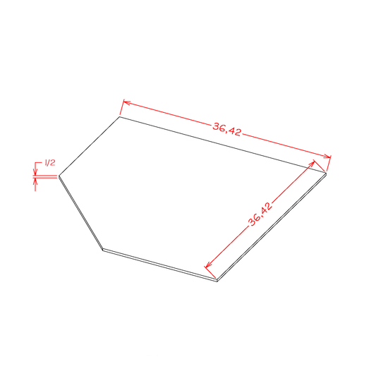 Oxford White Diagonal Corner Sink Floor - 42"W x 3/4"H x 42"D