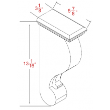 Oxford White Corbel - 3-1/8"W x 13-1/16"H x 5-7/8"D