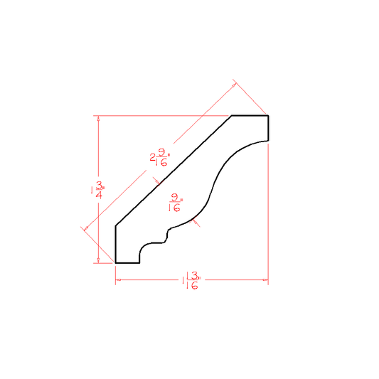 Casselberry Saddle Crown Moulding - 96"W x 1-3/4"H x 1-13/16"D