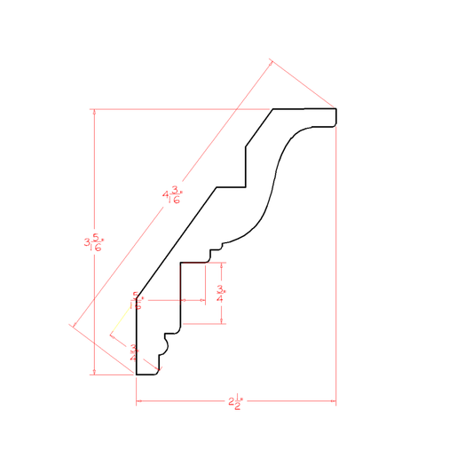 Casselberry Saddle Inset Crown Moulding - 96"W x 3-5/16"H x 2-1/2"D