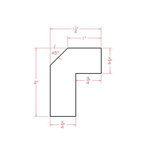 Shaker White Angle Light Rail Moulding - 96"W x 1-1/2" x 2"D