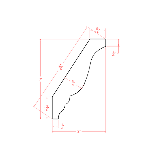 Shaker White Decorative Crown Moulding - 96"W x 3"H x 2"D