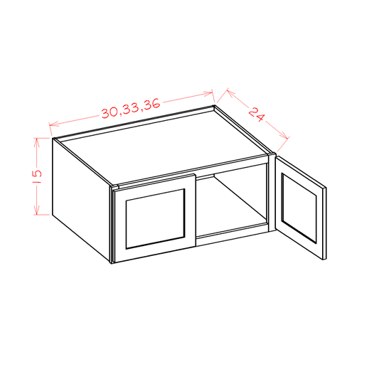 Shaker Grey Wall Refrigerator Cabinet - 36"W x 15"H x 24"D -2D