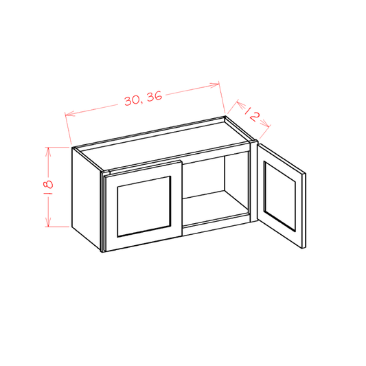 Edgeline White Bridge Cabinet - 36"W x 18"H x 12"D -2D