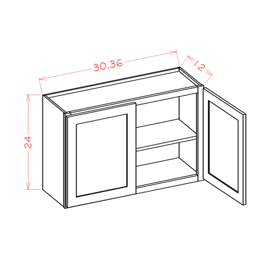 Shaker Dove Bridge Cabinet - 36"W x 24"H x 12"D -2D-1S