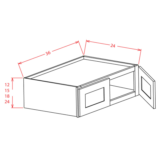 Shaker Dove Wall Refrigerator Cabinet - 36"W x 18"H x 24"D -2D