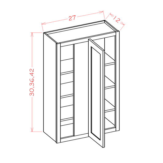 Shaker Antique White Wall Blind Corner Cabinet - 27"W x 42"H x 12"D -1D-3S